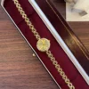 Classic Gold Cushion Dial Open Link Bracelet Watch for Women