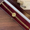 Classic Gold Cushion Dial Open Link Bracelet Watch for Women