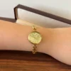 Classic Gold Cushion Dial Open Link Bracelet Watch for Women