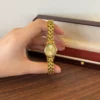 Elegant Gold Round Dial Woven Link Bracelet Watch for Women