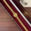Elegant Gold Round Dial Woven Link Bracelet Watch for Women