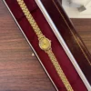 Elegant Gold Round Dial Woven Link Bracelet Watch for Women