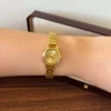 Elegant Gold Round Dial Woven Link Bracelet Watch for Women