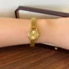 Elegant Gold Round Dial Woven Link Bracelet Watch for Women