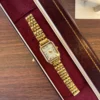 Classic White Rectangle Dial Gold Link Bracelet Watch for Women