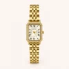 Classic White Rectangle Dial Gold Link Bracelet Watch for Women