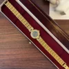 Elegant Blue Round Dial Gold Textured Bracelet Watch for Women