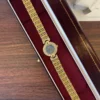 Elegant Blue Round Dial Gold Textured Bracelet Watch for Women