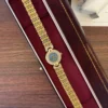 Elegant Blue Round Dial Gold Textured Bracelet Watch for Women