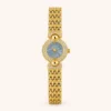 Elegant Blue Round Dial Gold Textured Bracelet Watch for Women