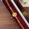 Classic Gold Round Dial Open Oval Link Bracelet Watch for Women