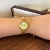 Classic Gold Round Dial Open Oval Link Bracelet Watch for Women