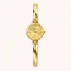 Classic Gold Round Dial Open Oval Link Bracelet Watch for Women