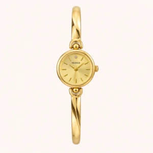 794-main Classic Gold Round Dial Open Oval Link Bracelet Watch for Women