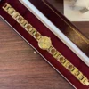 Classic Gold Round Dial Geometric Link Bracelet Watch for Women