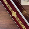 Classic Gold Round Dial Geometric Link Bracelet Watch for Women