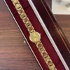 Classic Gold Round Dial Geometric Link Bracelet Watch for Women