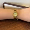 Classic Gold Round Dial Geometric Link Bracelet Watch for Women