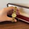 Classic Gold Round Dial Geometric Link Bracelet Watch for Women