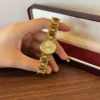 Classic Gold Round Dial Geometric Link Bracelet Watch for Women