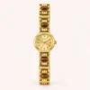 Classic Gold Round Dial Geometric Link Bracelet Watch for Women