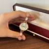 Elegant Pink Floral Round Dial Bracelet Watch for Women