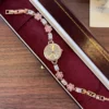 Elegant Pink Floral Round Dial Bracelet Watch for Women