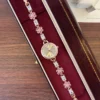 Elegant Pink Floral Round Dial Bracelet Watch for Women