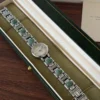 Classic Green Accent Round Dial Silver Bracelet Watch for Women