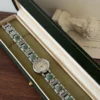 Classic Green Accent Round Dial Silver Bracelet Watch for Women