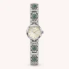 Classic Green Accent Round Dial Silver Bracelet Watch for Women