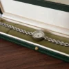 Classic Pale Round Dial Silver Open Link Bracelet Watch for Women