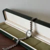 Classic Pale Round Dial Silver Open Link Bracelet Watch for Women