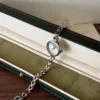 Classic Pale Round Dial Silver Open Link Bracelet Watch for Women