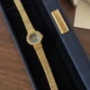 Elegant Blue Round Dial Gold Decorative Bracelet Watch for Women