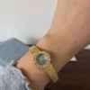 Elegant Blue Round Dial Gold Decorative Bracelet Watch for Women