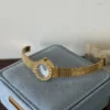 Elegant Blue Round Dial Gold Decorative Bracelet Watch for Women