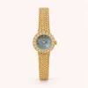 Elegant Blue Round Dial Gold Decorative Bracelet Watch for Women