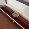 Classic Green Rounded Square Dial Brown Strap Watch for Women