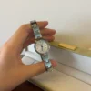 Classic Cream Round Dial Silver Geometric Bracelet Watch for Women