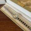 Classic Cream Round Dial Silver Geometric Bracelet Watch for Women