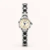 Classic Cream Round Dial Silver Geometric Bracelet Watch for Women