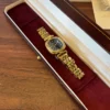 Classic Black Rounded Square Dial Gold Bracelet Watch for Women
