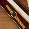 Classic Black Rounded Square Dial Gold Bracelet Watch for Women