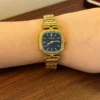 Classic Black Rounded Square Dial Gold Bracelet Watch for Women