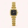 Classic Black Rounded Square Dial Gold Bracelet Watch for Women