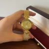 Elegant Gold Round Dial Slim Mesh Bracelet Watch for Women