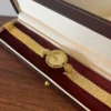 Elegant Gold Round Dial Slim Mesh Bracelet Watch for Women