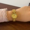 Elegant Gold Round Dial Slim Mesh Bracelet Watch for Women