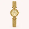 Elegant Gold Round Dial Slim Mesh Bracelet Watch for Women